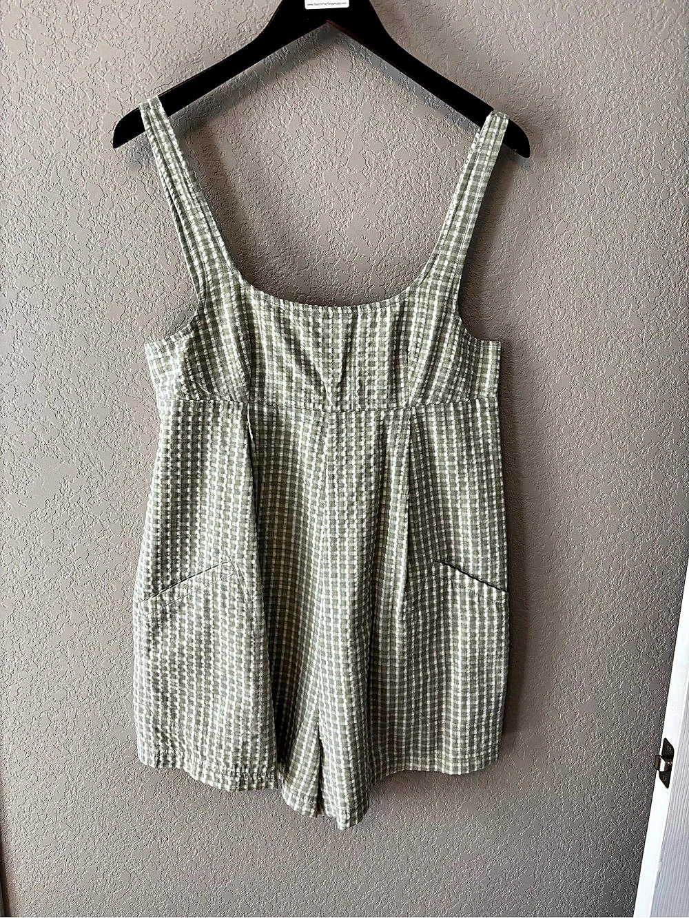 Rhythm Lola Check Romper Green & White Medium